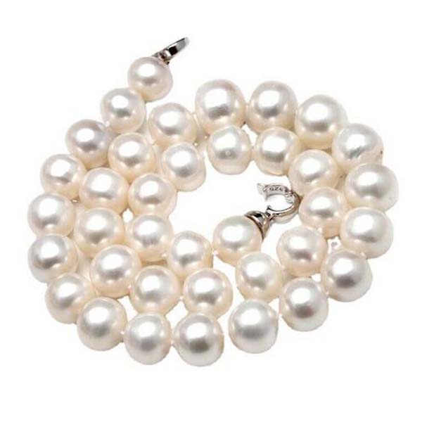 

12-13mm Round Natural Freshwater Big Pearl Necklace Bead Chocker Necklace Gift