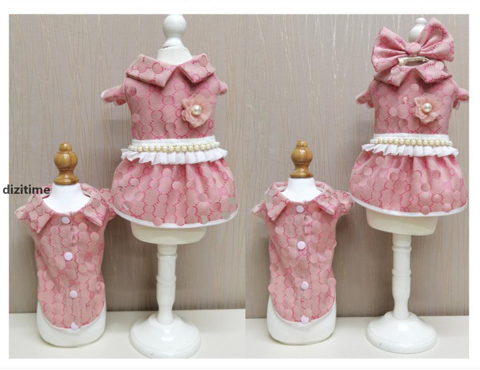 

Pet Dog Apparel Pet Dress Full Letter Coat Retro Designer Pink Letters T Shirt For Dogs And Cat Bowknot Y