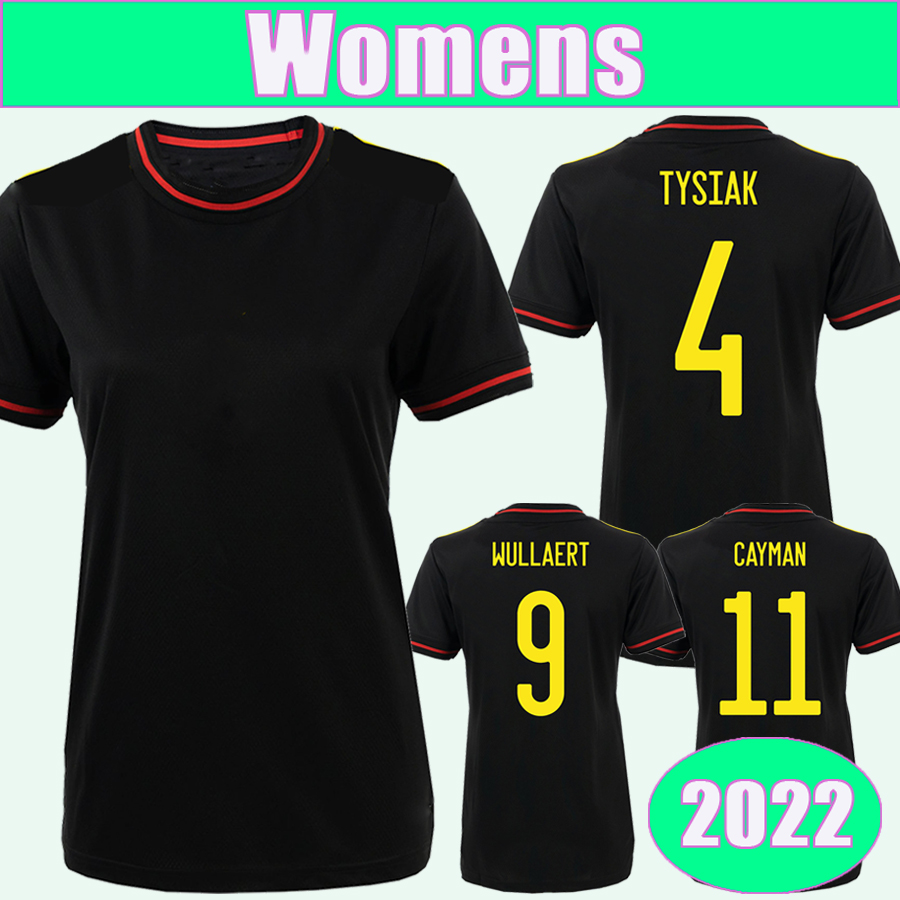 

2022 Belgium Womens Soccer Jerseys TYSIAK WIJNANTS WULLAERT CAYMAN EURLINGS KEES BIESMANS Away Black Football Shirts Short Sleeve Uniforms, Nv8490 2022 away no patch