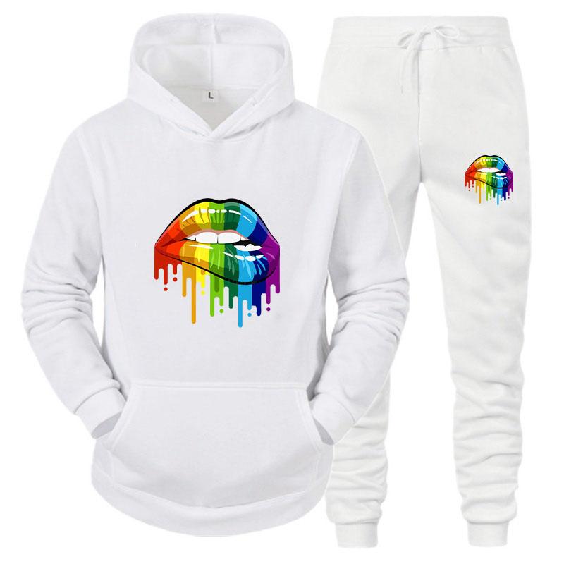 

Men' Tracksuits Autumn Men Hoodie Sweatpants 2-piece Sweat Suits Hooded Jogging Sports Fashion Printed Track SuitsMen, Black