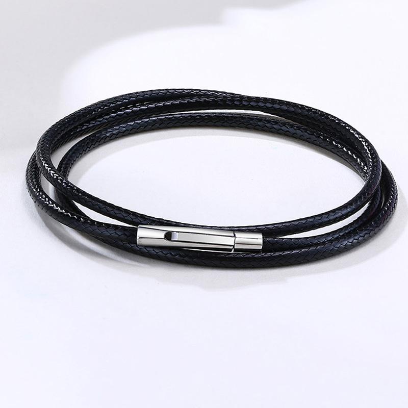 

Chains Brown Black Braided Leather Chain Necklace For Men Women Stainless Steel Clasp 16inch 18inch 20inch 22inch 24inch 28inch 30inchChains