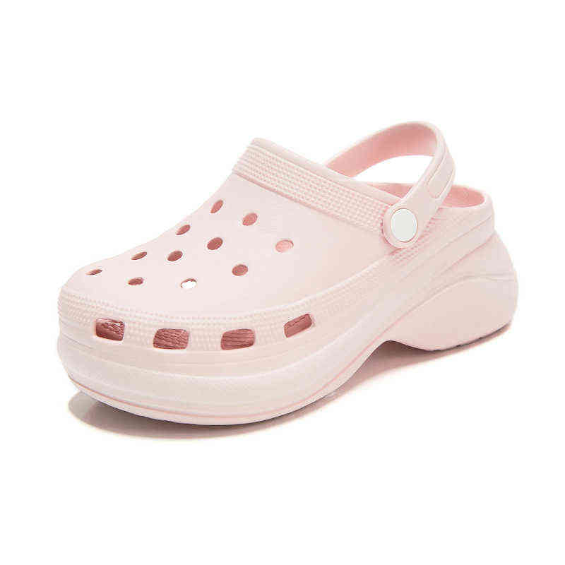 

Sandals Summer New Increased Beach Hole Shoes Fairy Garden Leisure Lazy Sandals Fashion Outdoor Slippers Women High Heels 220412, Black