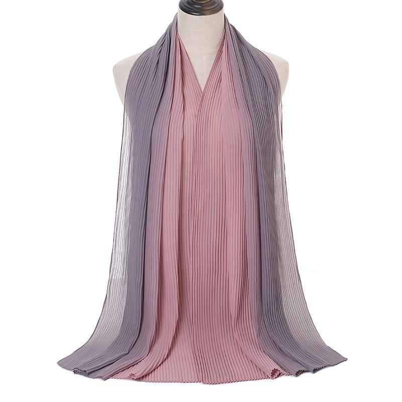 

Scarves S013 Crinkle Two Tone Color Chiffon Muslim Hijab Scarf Big Size Head Shawls Wrap Headscarf Islamic Hat
