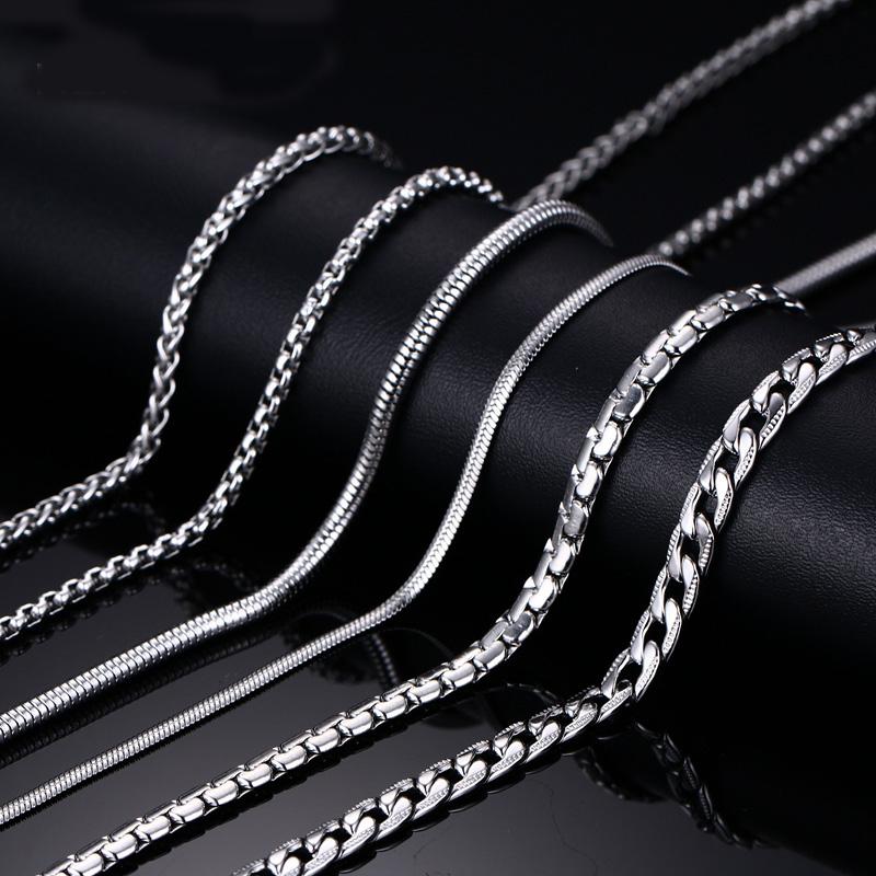 

Chains Meaeguet Trendy 20inch Silver Color Stainless Steel Link Chain Necklace For Men Snake/Box/Hanging/Curb/Flawist ChainChains