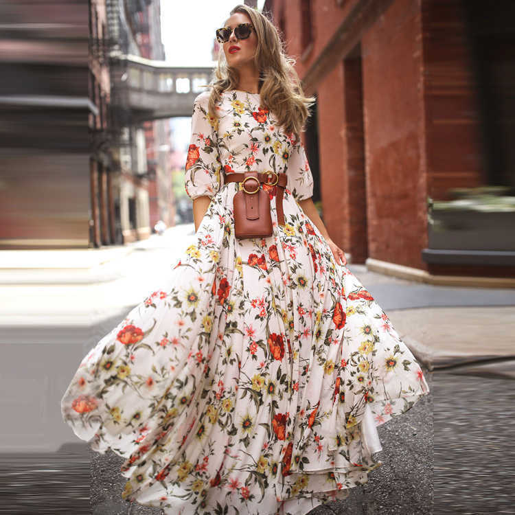 

2021 New Arrivals Summer Fashion Clothing Women Casual Dress Bohemian Floral Long Maxi Dress, Mint