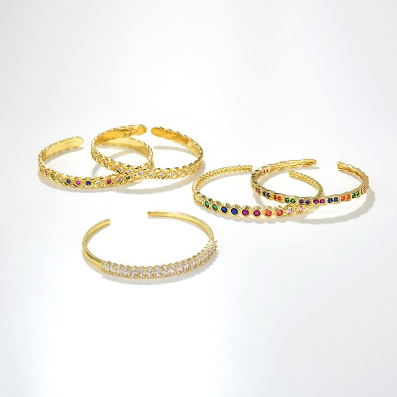 

Bangle Gold-color Rainbow CZ Pave For Women Gothic Minimalist Hip Hop Zircon Charm Bohemia Fashion JewelryBangleBangle