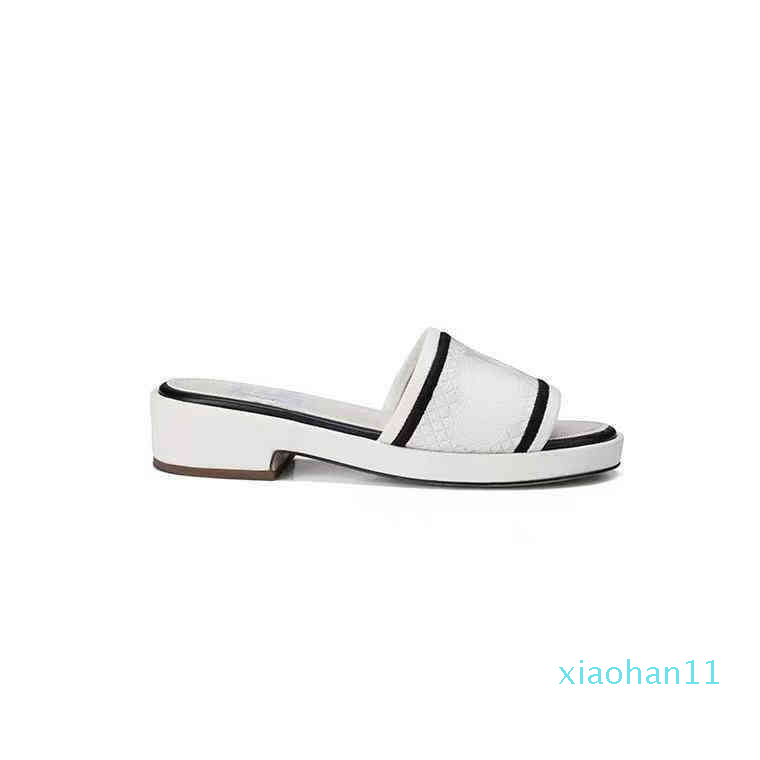 

Fashion 2022 designer design summer new embroidered thick soled raised slippers women wear thick heel one word holiday sandals, Black