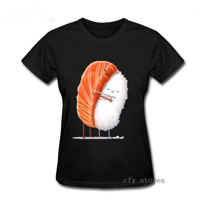 

Women' T-Shirt Women T Shirts Cool Short Sleeve O Neck Tshirt Sushi Hug Japanese Lady Clothes Summer Tops1, No print any thing