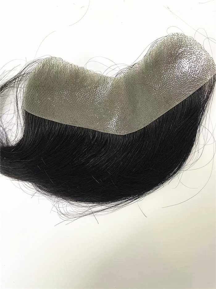 

100% Human Hair Piece V Loop Front Hairline Forehead Toupee Super Thin Skin PU Frontal Hairlines for mens Toupees Hair Patch Pieces Fast Express Delivery, As your choice