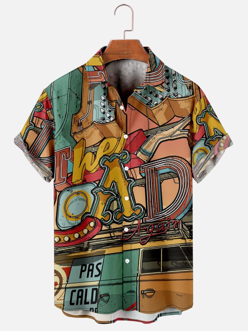 

Men' Casual Shirts Summer Blouse Beachwear Turn-down-collar Tops Fashion Men Hawaiian Print Shirt Short Sleeve StreetwearMen