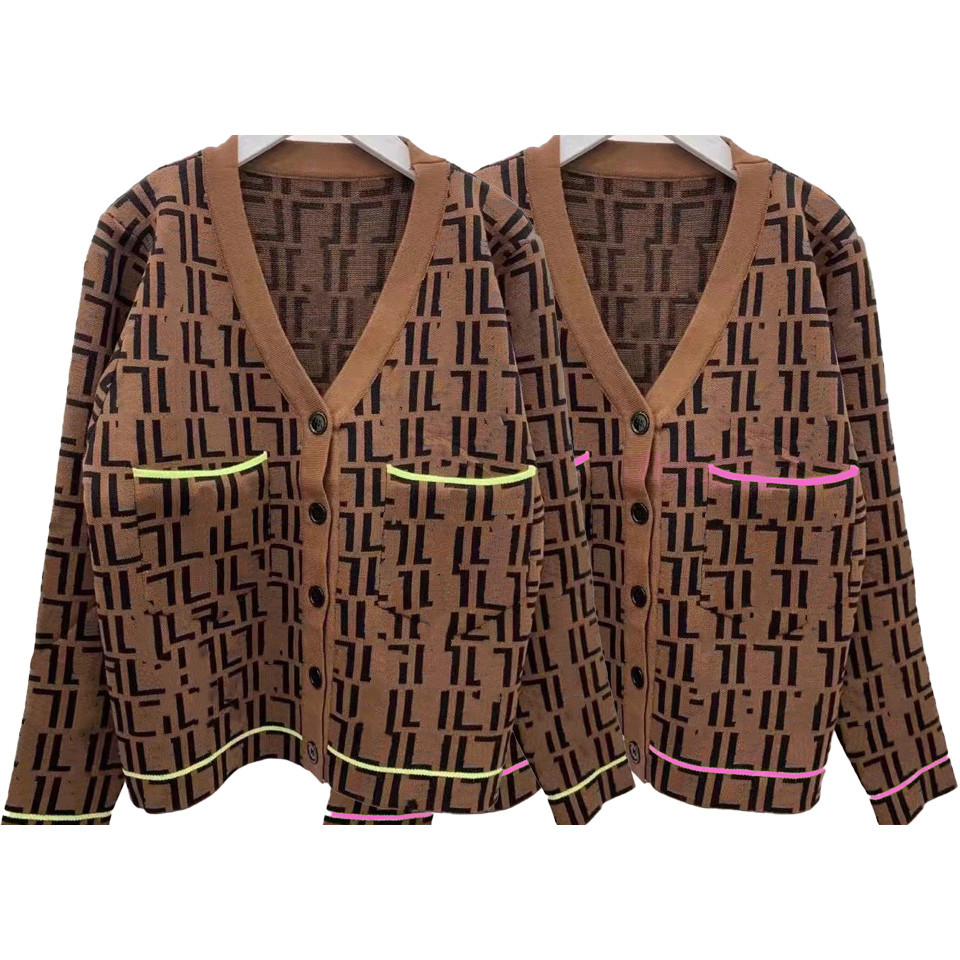 

Designer Womens Knit Sweater Classic vintage long sleeve V-Neck knitted clothes cardigan fashion Luxury High End Jacquard women knitting Sweaters coats, Consultative service