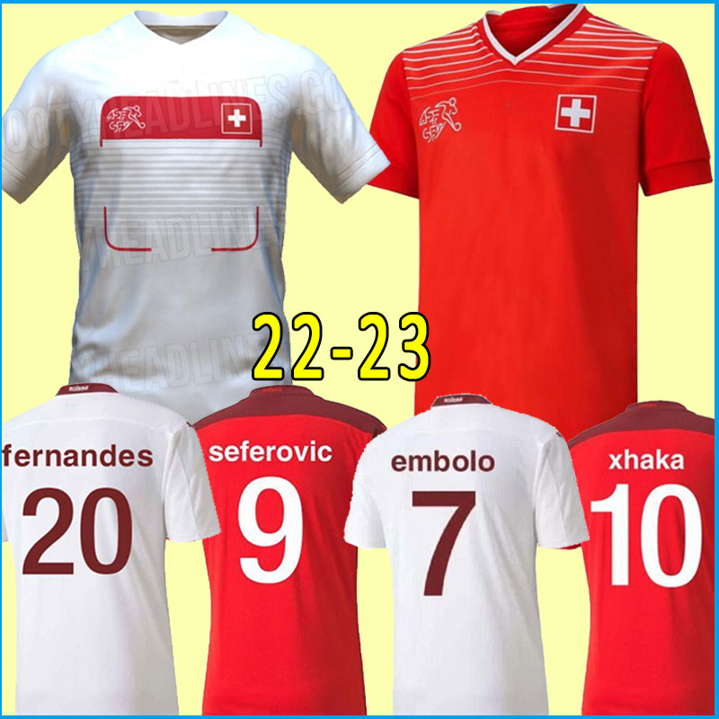 2021 2022 2023 Coupe d'Europe Suisse Jersey de football 21/22/23 à l'extérieur Xhaha Akanji Zakaria Rodriguez Elvedi Maillots de Football Shirt M