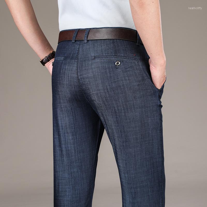 

Men's Jeans Summer Thin Lyocell Men High Waist Classic Straight-leg Stretch-denim Pants Man Casual Trousers For Male 2022Men's Men'sMen's He, 7113 light blue