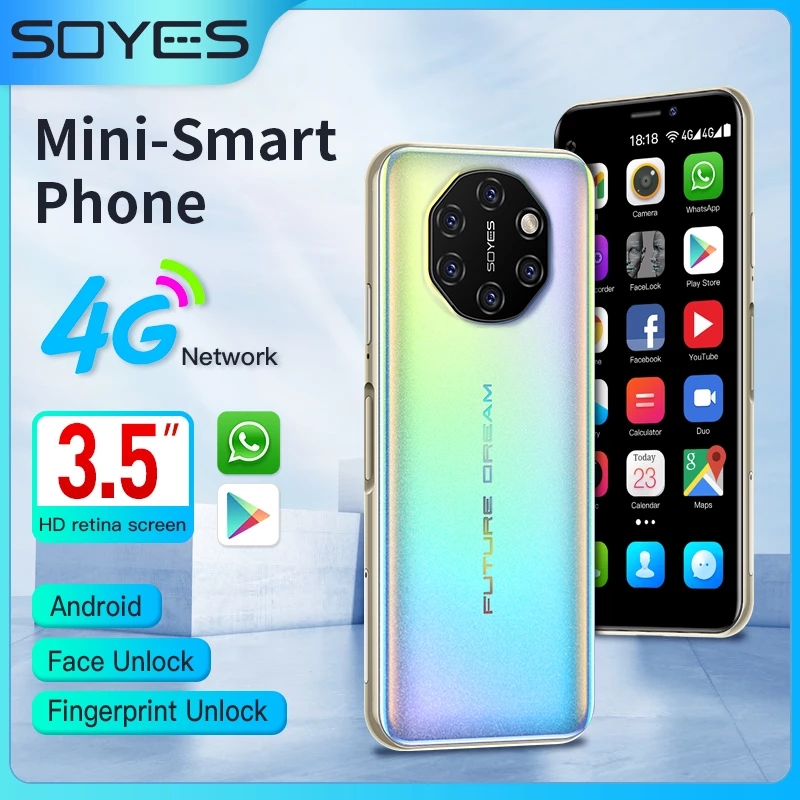 Original SOYES S10I Mini 4G Network Android Smart Phone Google Playstore Whatsapp Face ID Fingerprint Unlocked 2050mAh Dual Sim Mobile Phone