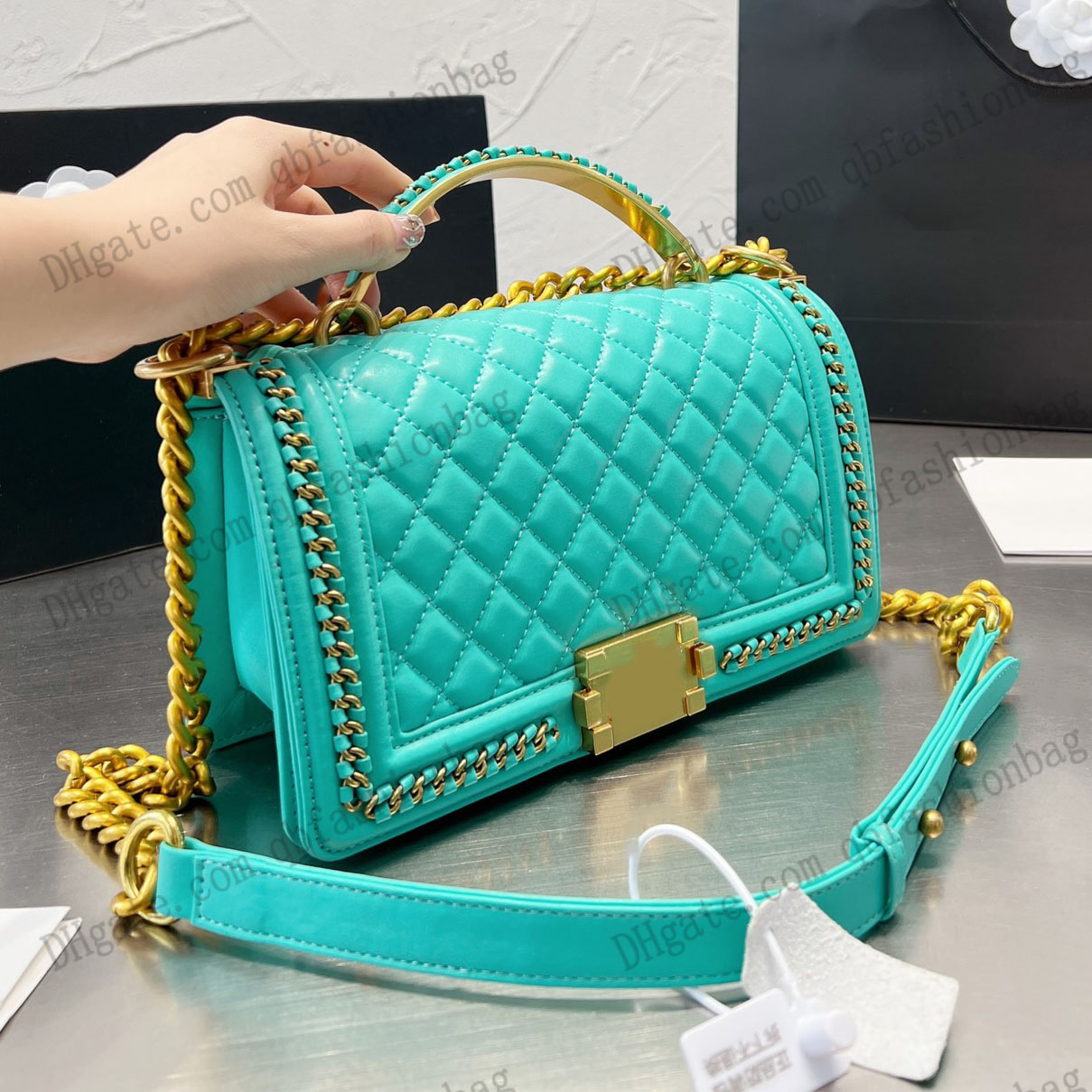 

Womens Designer Boys The Tote Bag Gilt Handle Chain Crossbody Large Capacity Handbags 24x15CM, Box