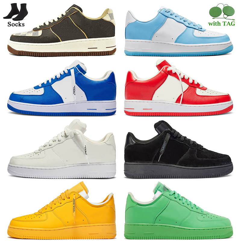 

Platform Sneakers LVoffWhite 1s Low Casual Shoes Designer Fashion Women Mens 1 Nail Art Printing Brown Team Royal Comet Red MCA University Blue Gold Paisley Trainers, B32 skeleton black 36-45