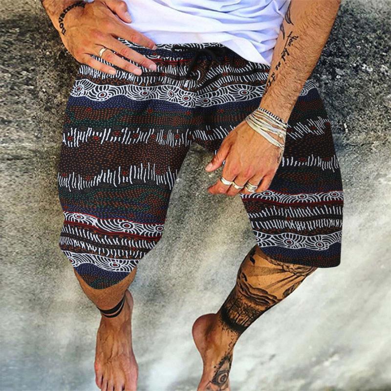 

Men's Pants Summer Men Fashion Folk Custom Sports Straight Leg Loose Shorts Beach PantsMen's Naom22, White