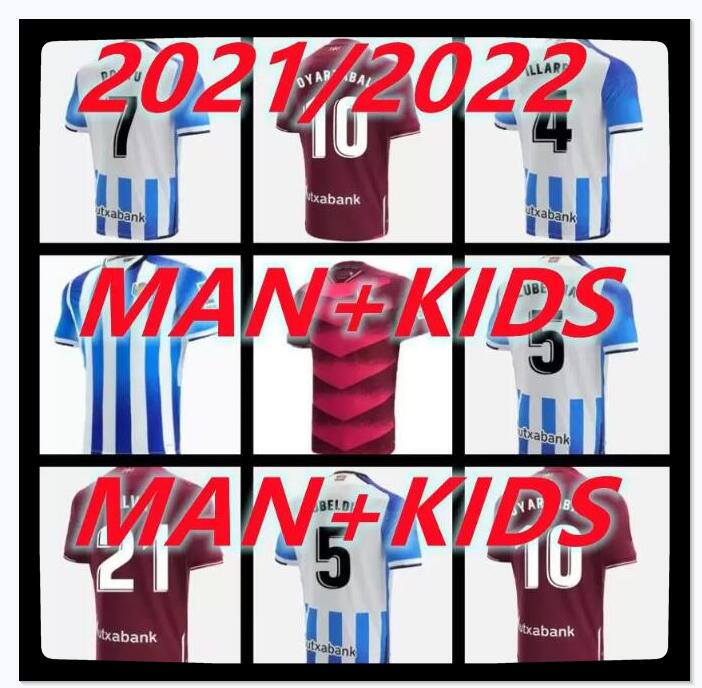 

2021 2022 Real Sociedad Soccer Jerseys Copa del Rey Final ILLARRA OYARZABAL SILVA JUANMI MERINO home away Men and kids boys 21 22 football shirt