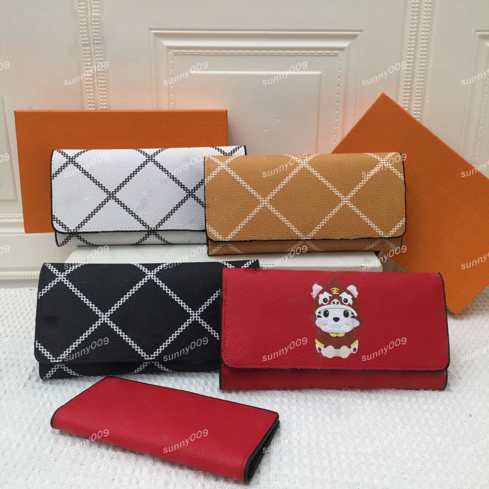 

2 Pcs Cartoon Wallet Lady Luxury Hidden Buckle Purses Classical Small Design Zero Wallet Designer Long Hand Wrap Clip Multifunctional Purse, Red