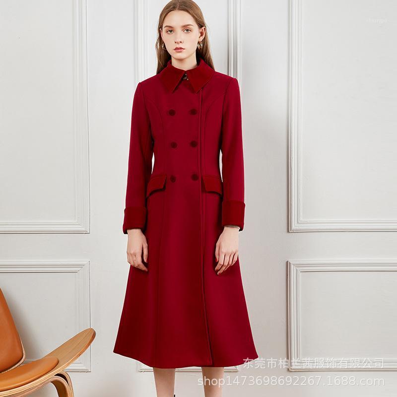 

Women' Trench Coats Spot On The Same Day 2022 Early Spring Princess Kate Celebrity Inspired Red Slim Coat X-Long Female, Burgundy