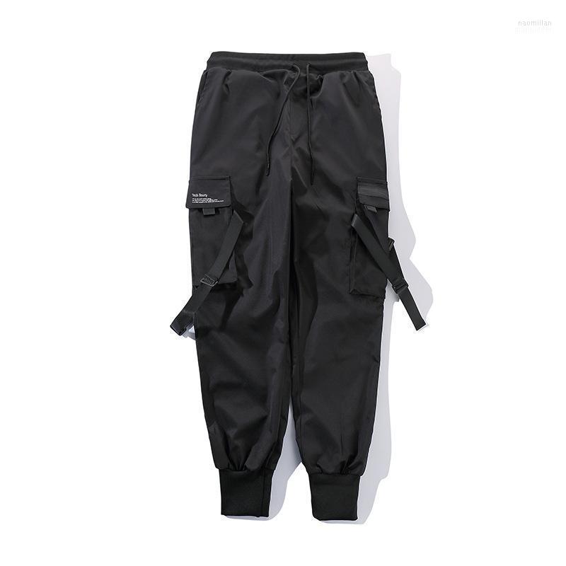

Men' Pants High Street Trendy Men Cargo Multiple Pockets Technical Clothing Black Simple Male Casual Tie Feet TrousersMen' Naom22, 2032 black