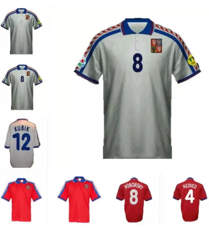 

1996 Czech Republic retro soccer jersey 96 97 NEDVED Poborsky Berger vintage classic football shirt