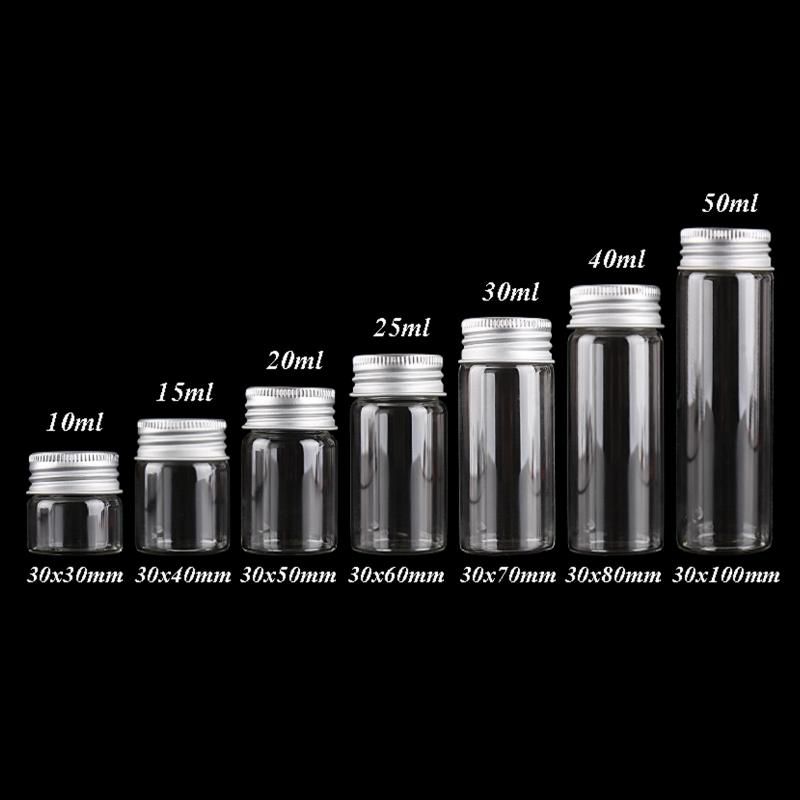 

Storage Bottles & Jars 4 Pieces Diameter 30mm 10ml-15ml-20ml-25ml-30ml-40ml-50ml Glass With Aluminum Lids 7 Sizes U-pick