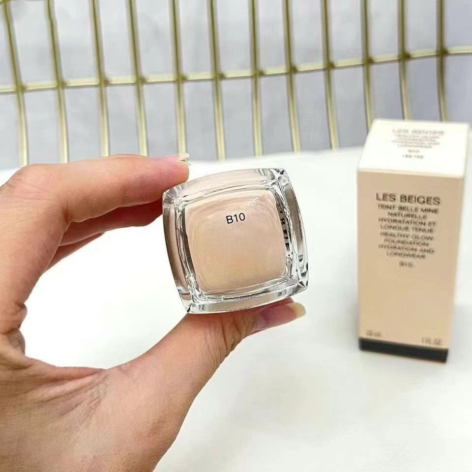 

Brand Healthy Glow Foundation B10 B20 BD01 BR12 Les Beiges Teint Belle Mine Naturelle Makeup Cosmetics 30ml Full Coverage Lightweight Face Flawless, Mix colors