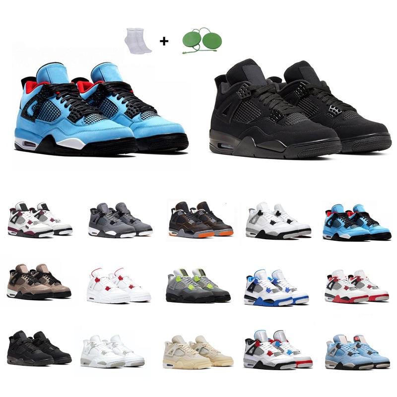 

2022 Basketball Shoes Men 4s 4 Comfortable Sports Shoes Black Cat Bred Cactus Jack Cement Customize Fire Red White Sail Taupe Haze Mens Trainers Sneakers with box, What the