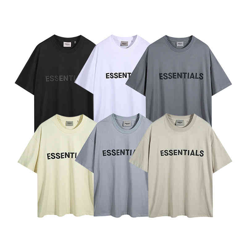 

Fashion Essentials Designer T Shirt Fog Fear of 2022 God Double Line Silicone Letters on Chest Trend Loose High Street Short Sleeve T-shirt, White