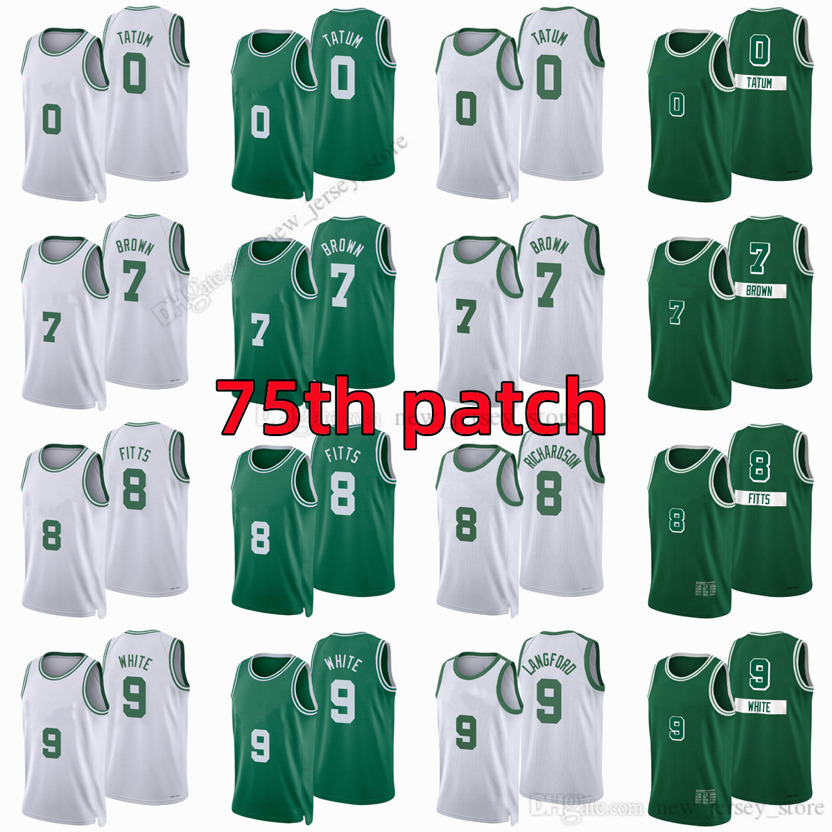

Printed Diamond 75th Anniversary City Basketball Jayson 0 Tatum Jerseys Jaylen 7 Brown Derrick 9 White 8 Malik Fitts White green Man Jersey, Printed (with team logo)