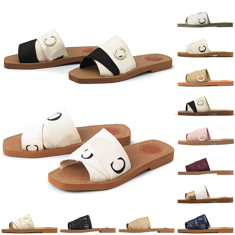 Femmes Sandales Designer Baskets Woody Mules Pantoufles Plat Slides Chaussures Cross Woven Été Caoutchouc Sandales Beach Sliders Peep Toe Baskets