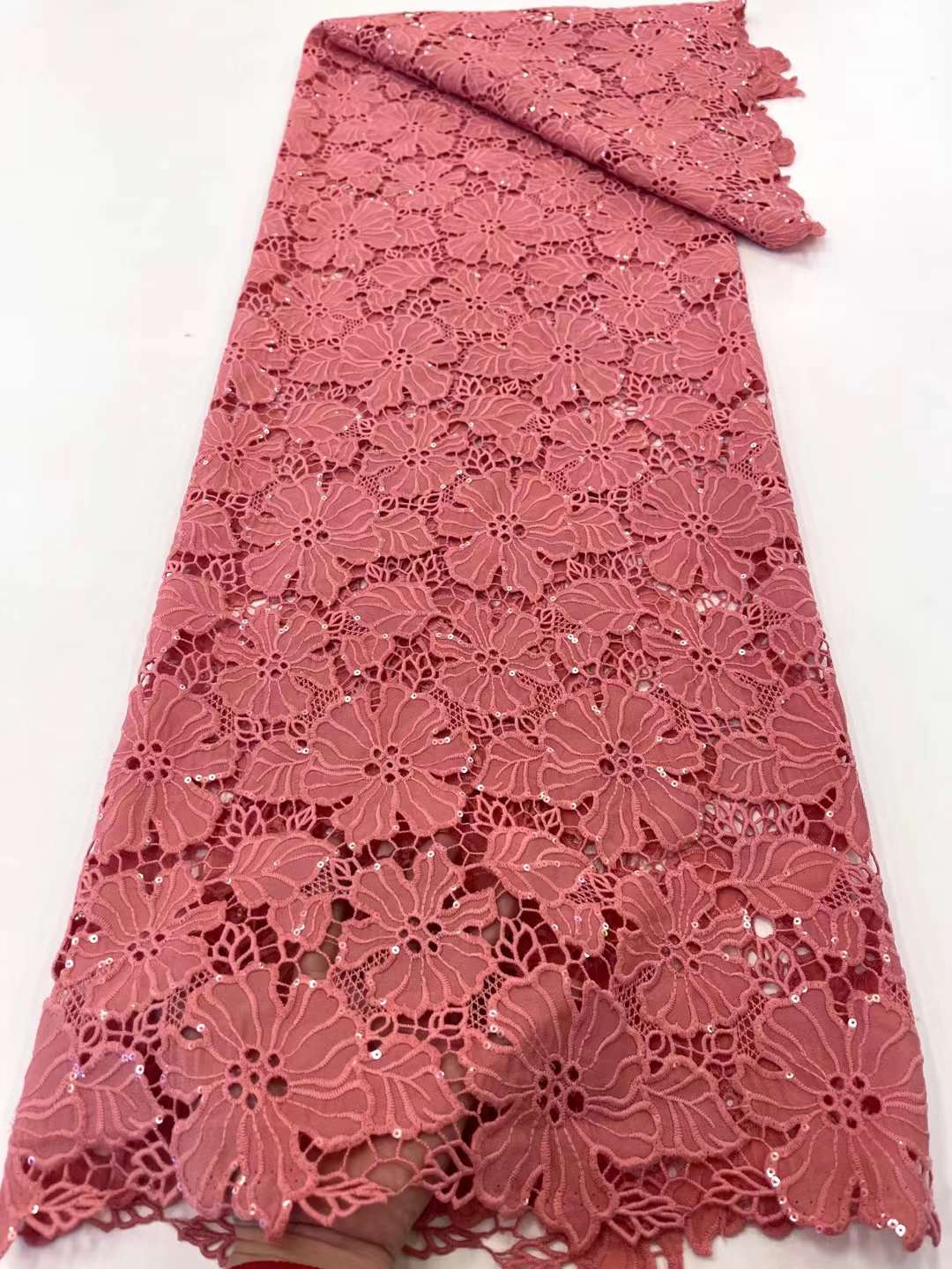 

High Quality African French Milk Silk Lace Fabric Tissue Net Laces Fabrics With Sequins For Wedding Dress