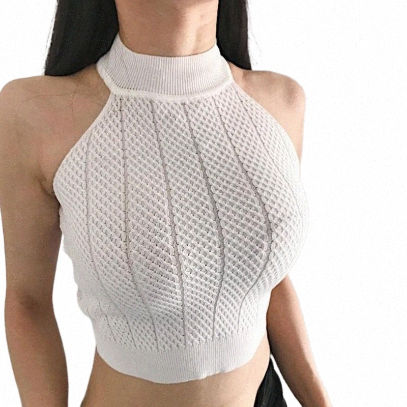 women's Tanks & Camis WOMENGAGA 2021 Summer Korean Sexy Retro Hollow Out Half-high Neck Camisole Female Tops Tank Vest MG4M O1TS#-image-794036782