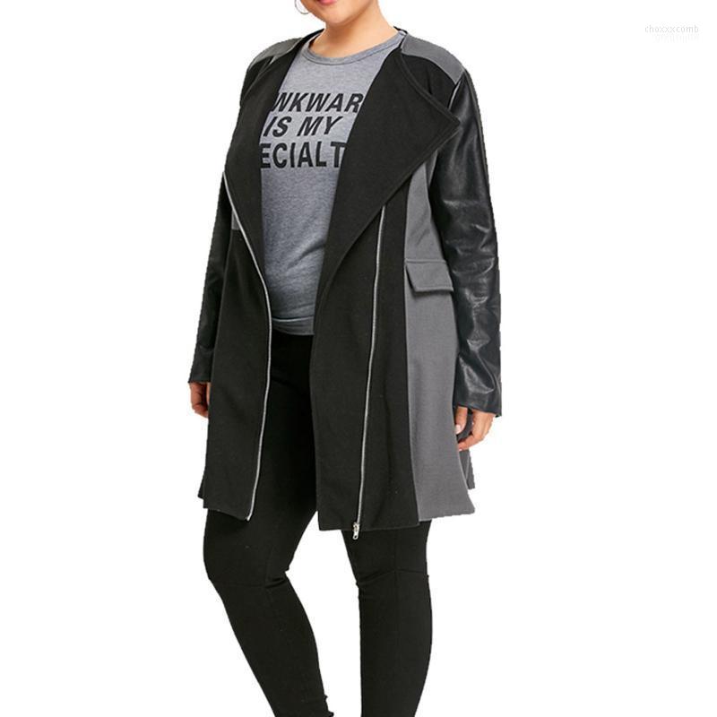 

Women's Jackets Oversized Women Fashion Patchwork Zipper Long Sleeve Turn-Down Collar Bomber Casaco Feminino, Gray