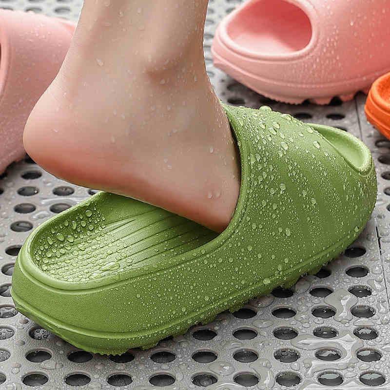 

Slippers Women Thick Platform Summer Outdoor Comfortable Soft Men Eva Sole Indoor Bathroom Anti-slip ShoesSlippers, Green