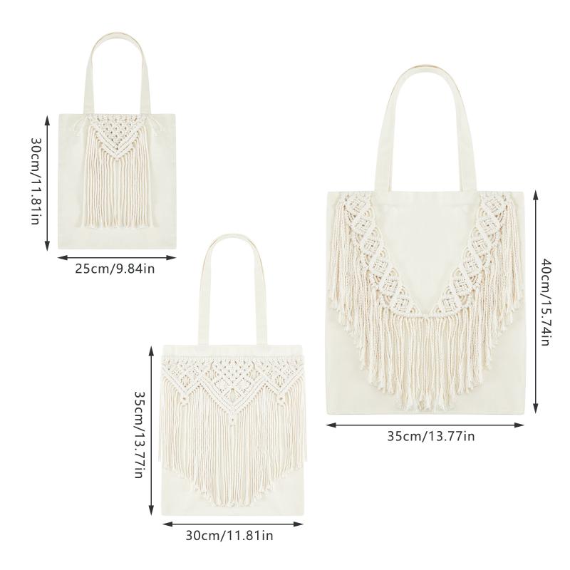 

Evening Bags Women Shoulder Bag Tote With Woven Crochet Tassels For Daily Life School Travel 3 SizesEvening, 25x30cm