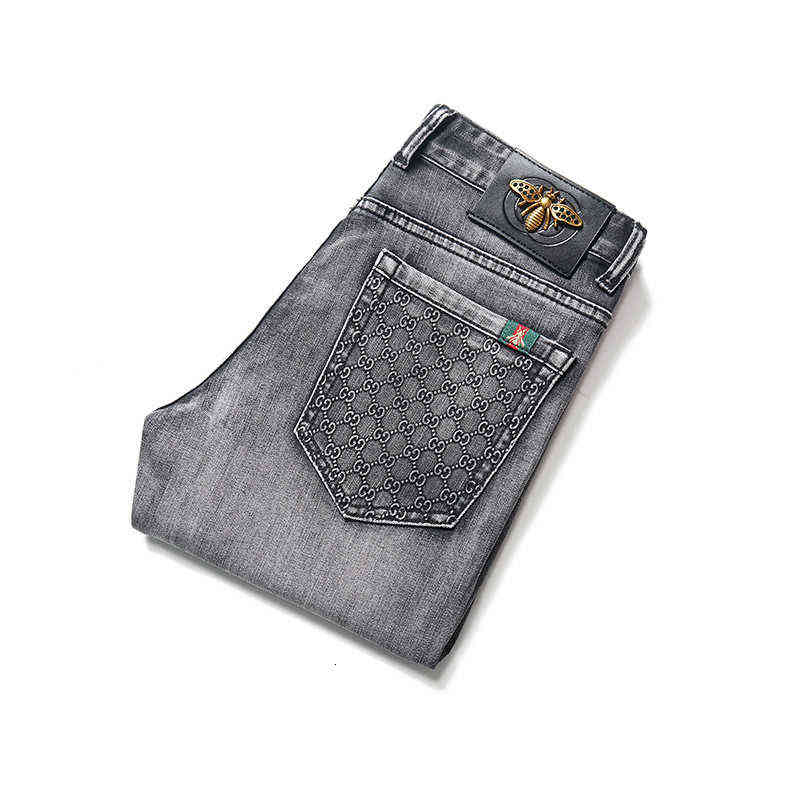 

Jeans Grey Men's Spring and Summer Little Bee Fashion Brand Stretch Slim Fit Small Foot Straight Casual Pants, K6029