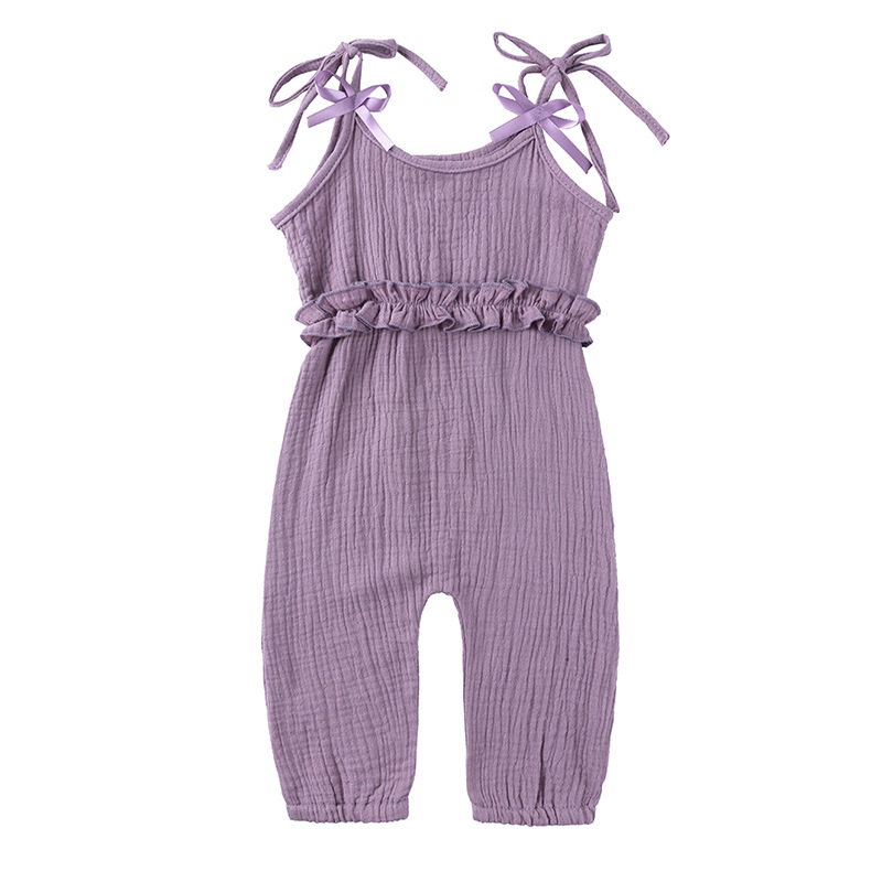 

Newborn Toddler Clothing Summer Baby Girls Romper Jumpsuit Ruffle Solid Color Cotton Linen Outfits, Options