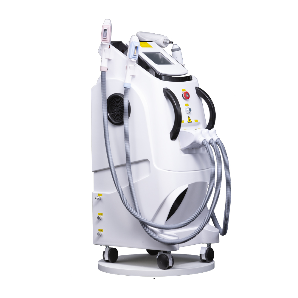 

4 in 1 OPT IPL Laser Permanent Hair Removal Machine Nd Yag Laser Carbon Peeling Tattoo Remove RF Skin Whitening Multifunction Machine Two Magneto-optical handles