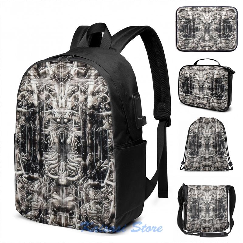 

Backpack Funny Graphic Print Giger Resurrection USB Charge Men School Bags Women Bag Travel Laptop, Drawstring bag