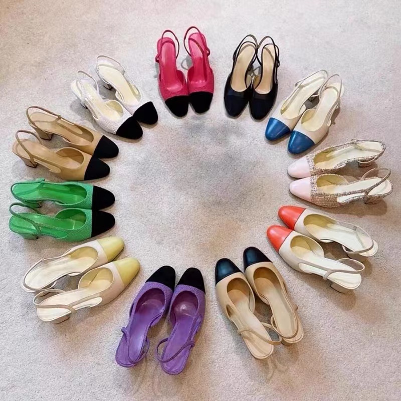 

Classic designer sandals High Quality new Womens wedding dress shoes summer thick heels fashion round head slides 100% leather Platform office large size Wirh Box