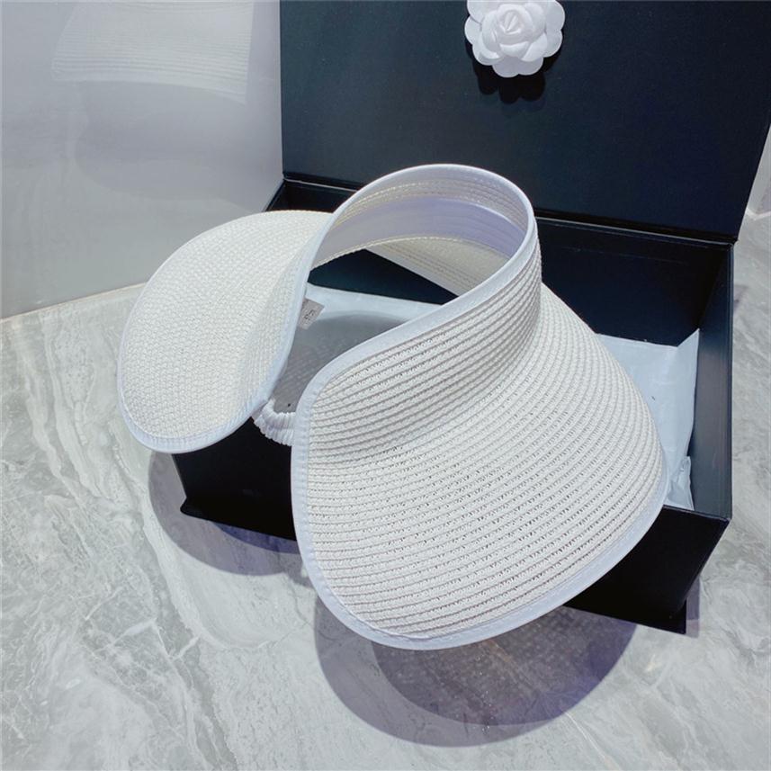 

Fashion Visors Straw Sunhat Elastic Band Luxury Designer Visor Men Women Hats Caps Bucket Hat High Quality Wide Brim Cap Summer Re242F, Black