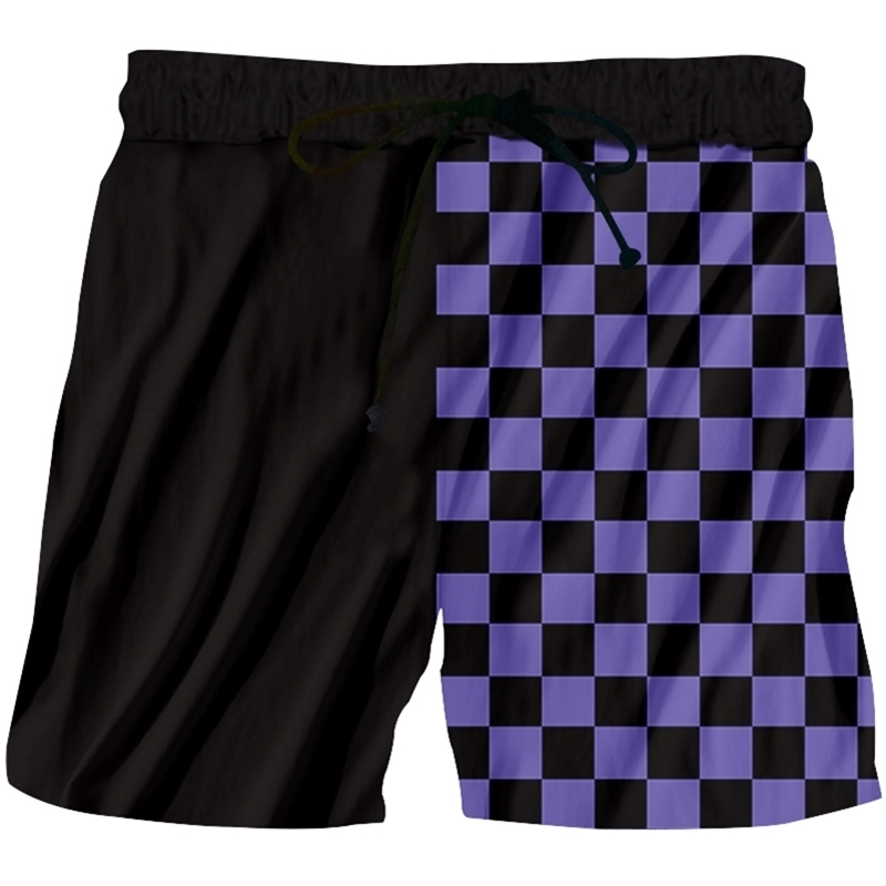 

CJLM Summer Men Board Shorts 3D Cool Lattice Print Oversize Male Shorts Loose Hip Hop Purple Short Pants Pattern Custom 5XL 220613