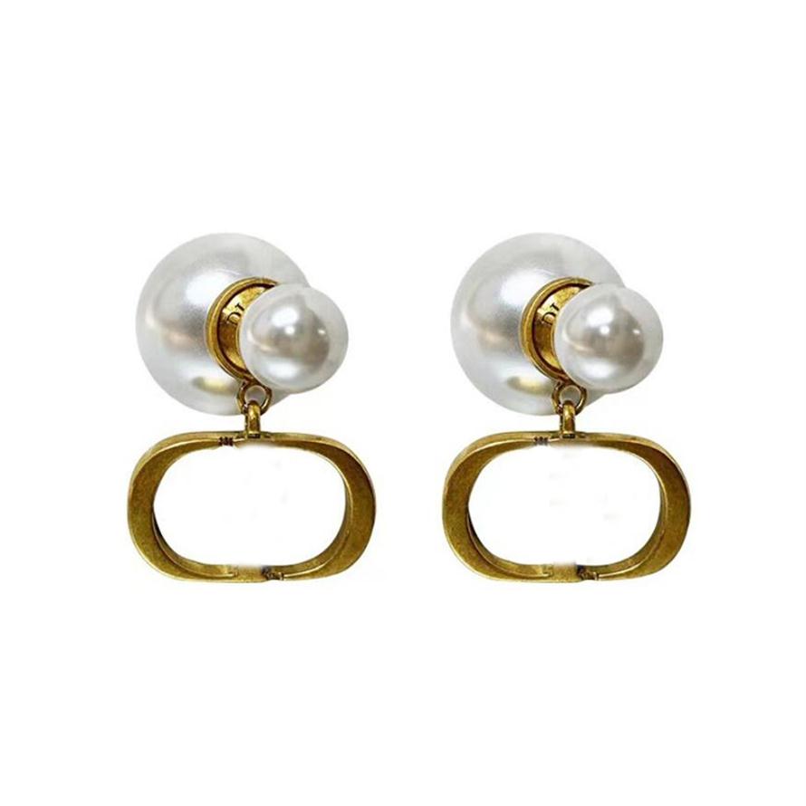 

Classic 18K Gold Plated Designer Stud Earrings Brand Designers Geometry Letters Fashion Women Imitation Pearl Earring Wedding Part274d