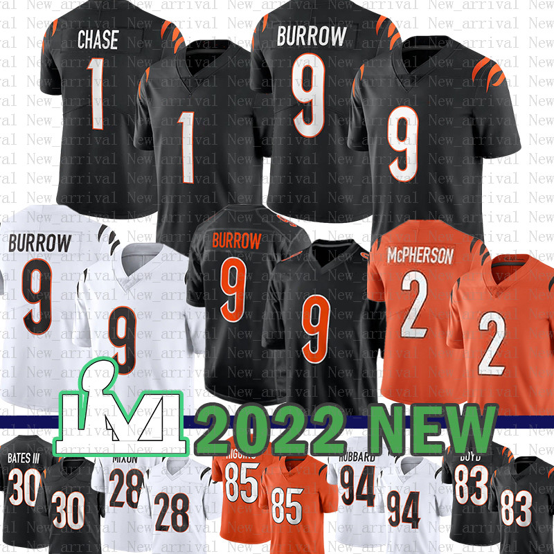 

9 Joe Burrow Evan McPherson Football Jersey Ja'Marr Chase Tee Higgins Mixon Trey Hendrickson Jessie Bates III C.J. Uzomah Logan Wilson Chidobe Awuzie Tyler Boyd Esiason, Mens-m h