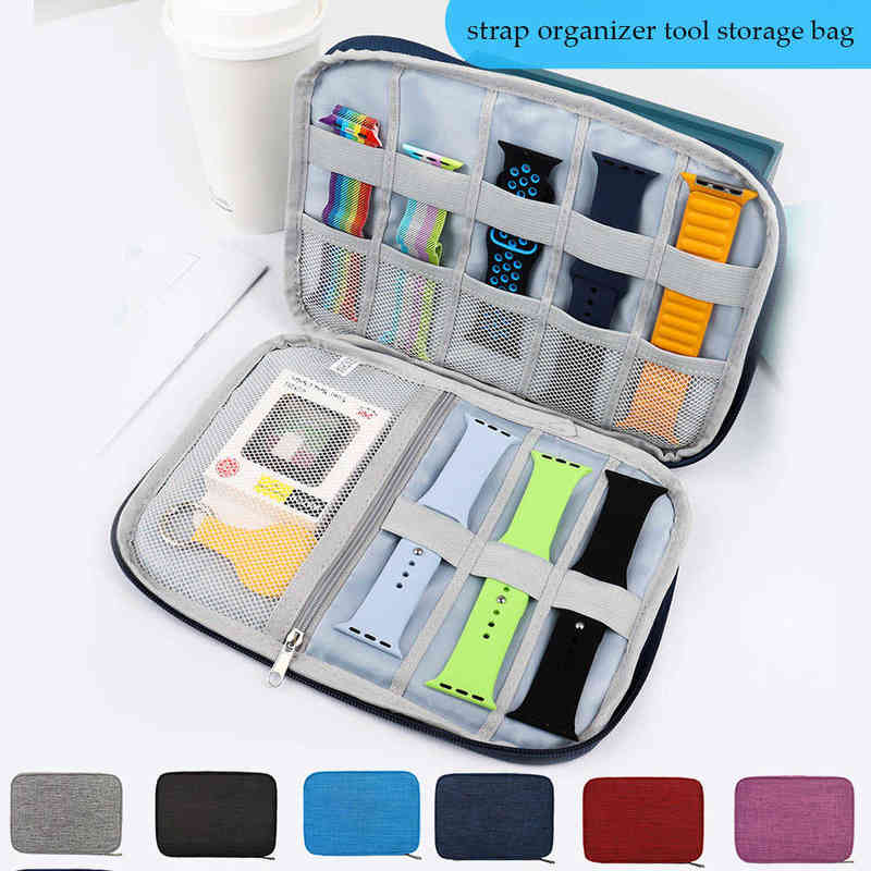 

Multifunction Portable Watch Strap Organizer Watch Band Box Storage Bag Watchband Holder Watch Travel Case Pouch Black Gray 2022 H220512