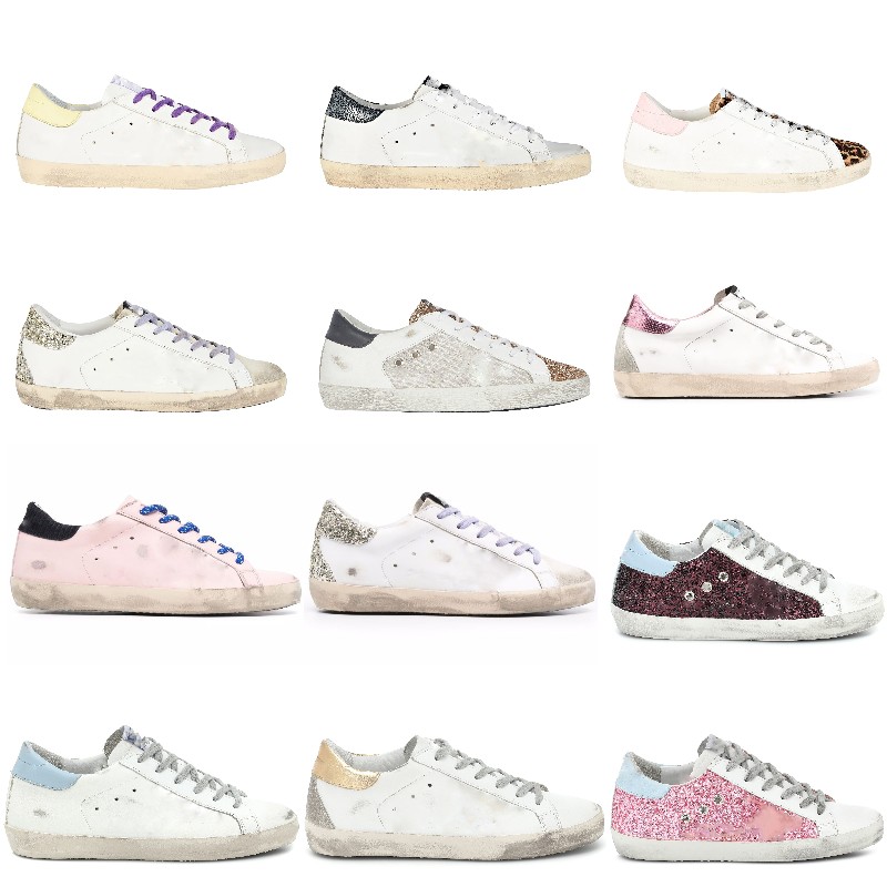 

Designer Golden Sneakers Women Superstar Old Shoe luxury Classic White Do-old Sequin Dirty Man Casual Shoes, Star16 red star