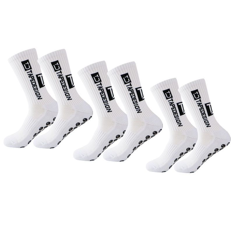 

3Pairs Men's Soccer Socks Non Slip Grip Pads for Football Basketball Sports Socks, White