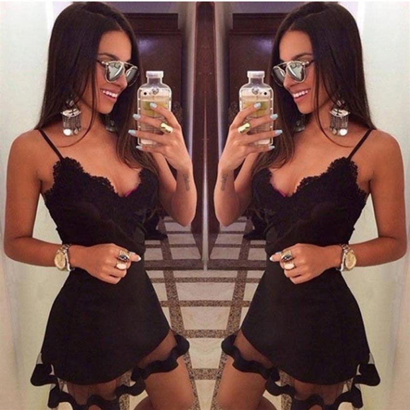 

Sexy Sleeveless Halter Mini Female Dress Party Dresses Korean Dress Women Bodycon Lace Dreses Vestido Vestidos De Festa2898, Black